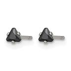Stainless Steel Polished Black Cubic Zirconia Stud Earrings