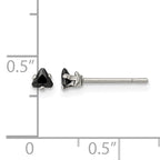 Stainless Steel Polished Black Cubic Zirconia Stud Earrings