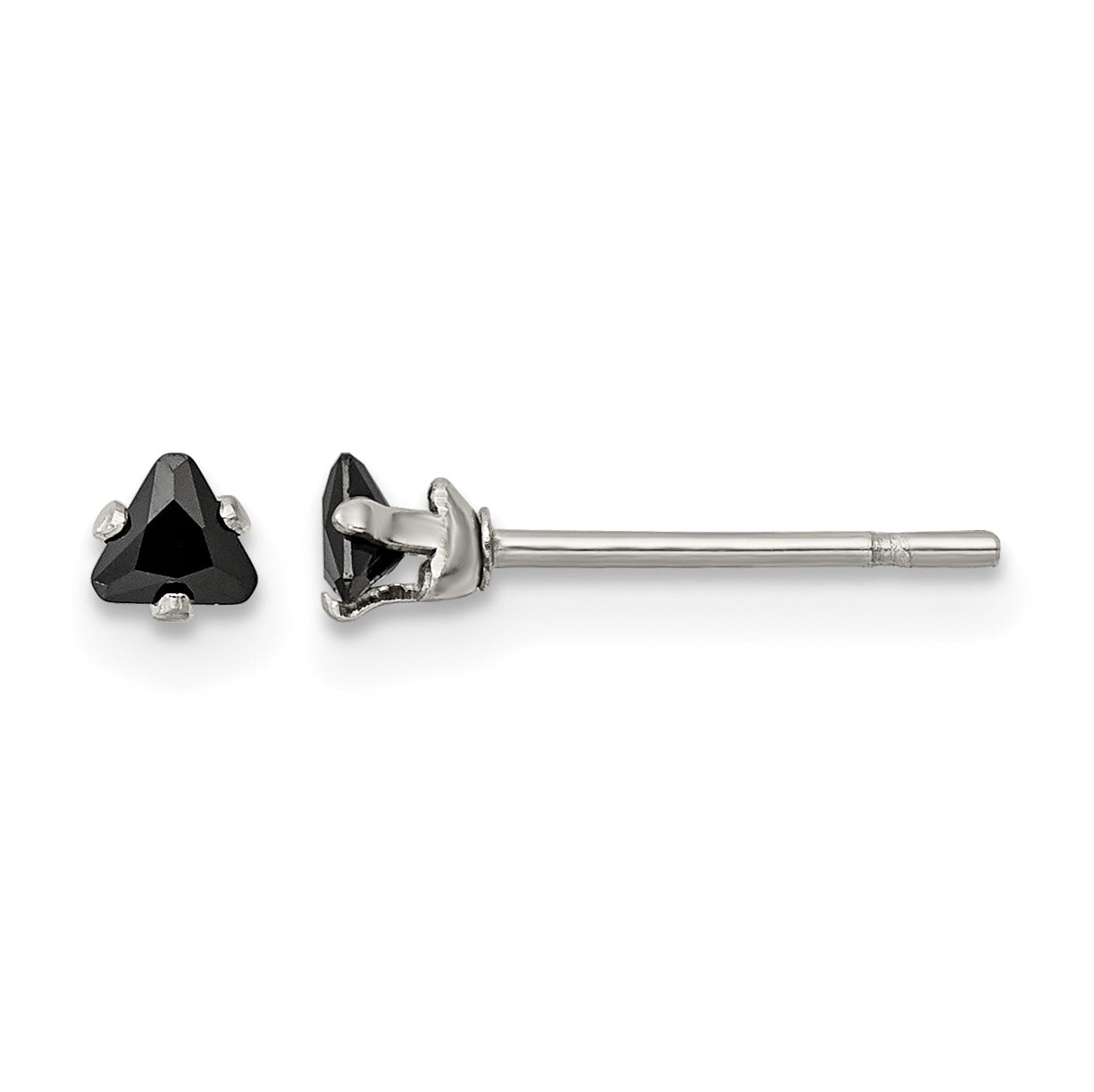 Stainless Steel Polished Black Cubic Zirconia Stud Earrings Main image