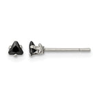 Stainless Steel Polished Black Cubic Zirconia Stud Earrings