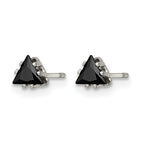 Stainless Steel Polished Black Cubic Zirconia Stud Earrings