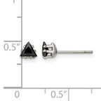 Stainless Steel Polished Black Cubic Zirconia Stud Earrings