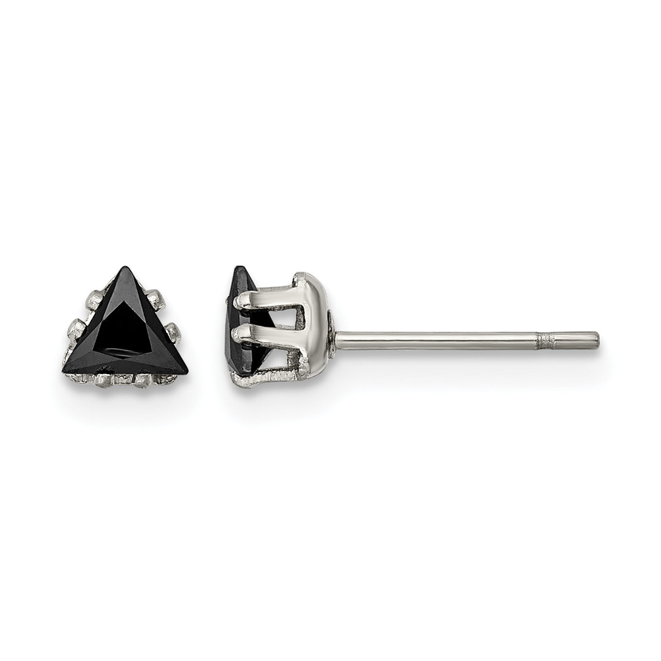 Stainless Steel Polished Black Cubic Zirconia Stud Earrings Main image