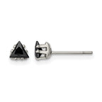 Stainless Steel Polished Black Cubic Zirconia Stud Earrings