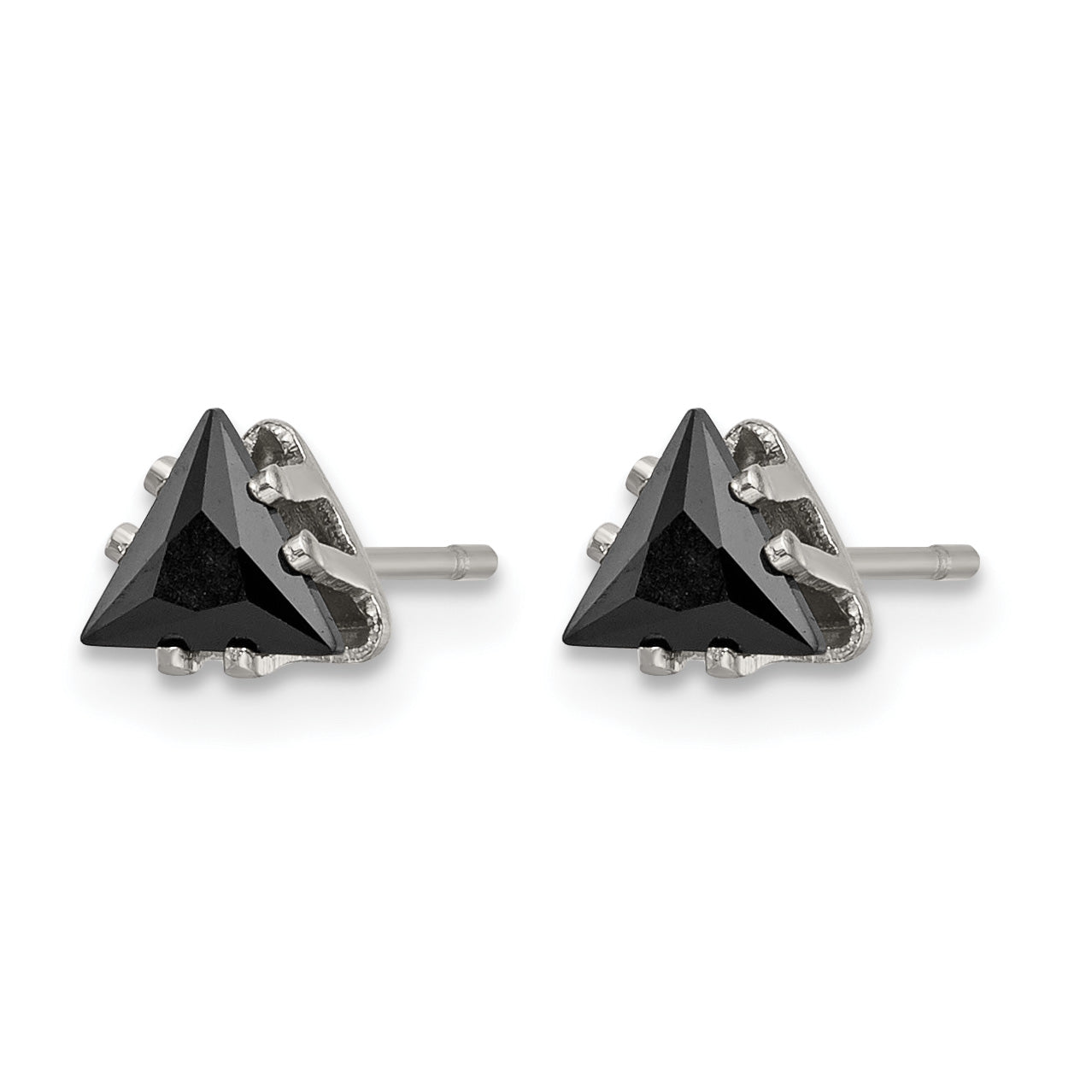 Stainless Steel Polished Black Cubic Zirconia Stud Earrings Secondary image