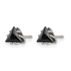 Stainless Steel Polished Black Cubic Zirconia Stud Earrings