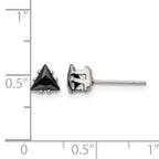 Stainless Steel Polished Black Cubic Zirconia Stud Earrings