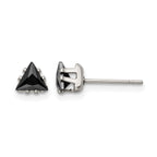 Stainless Steel Polished Black Cubic Zirconia Stud Earrings
