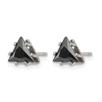 Stainless Steel Polished Black Cubic Zirconia Stud Earrings
