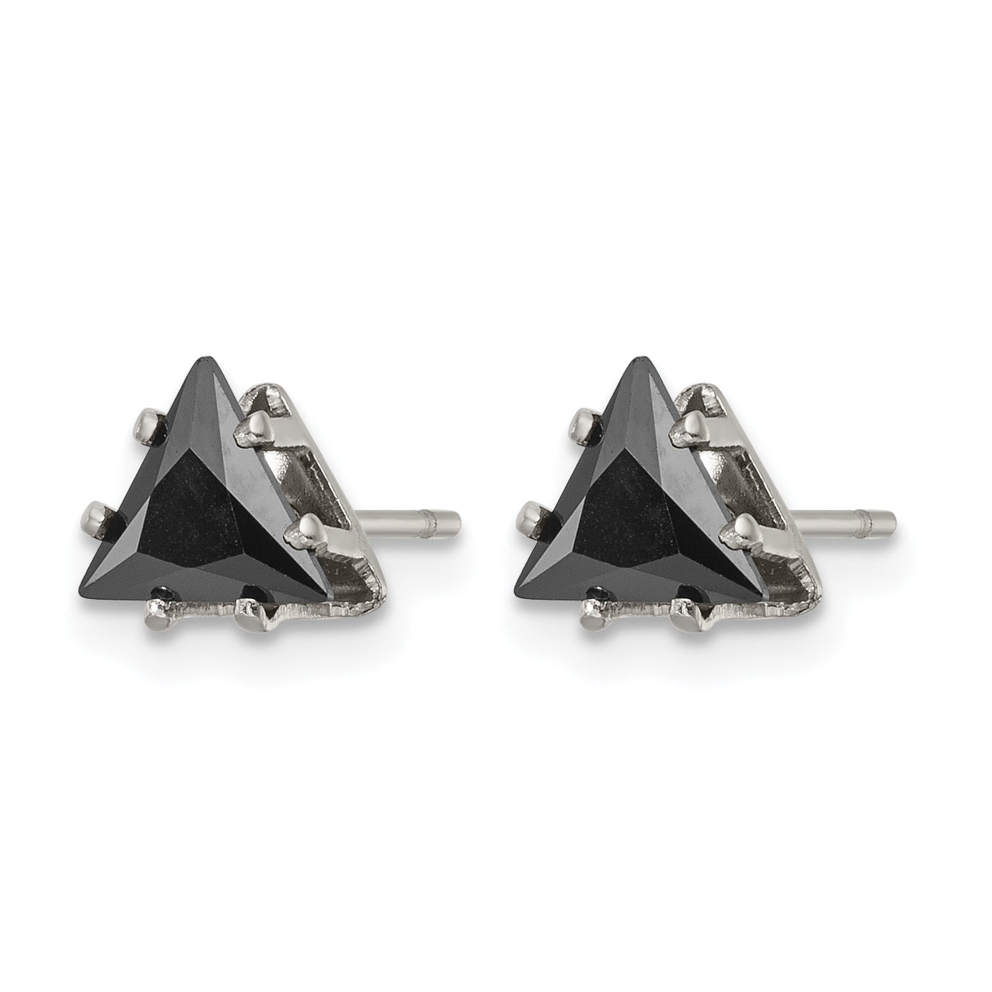 Stainless Steel Polished Black Cubic Zirconia Stud Earrings