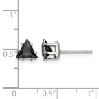 Stainless Steel Polished Black Cubic Zirconia Stud Earrings
