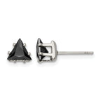 Stainless Steel Polished Black Cubic Zirconia Stud Earrings