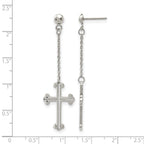 Stainless Steel Polished Cross Drop Dangle Earrings for Women