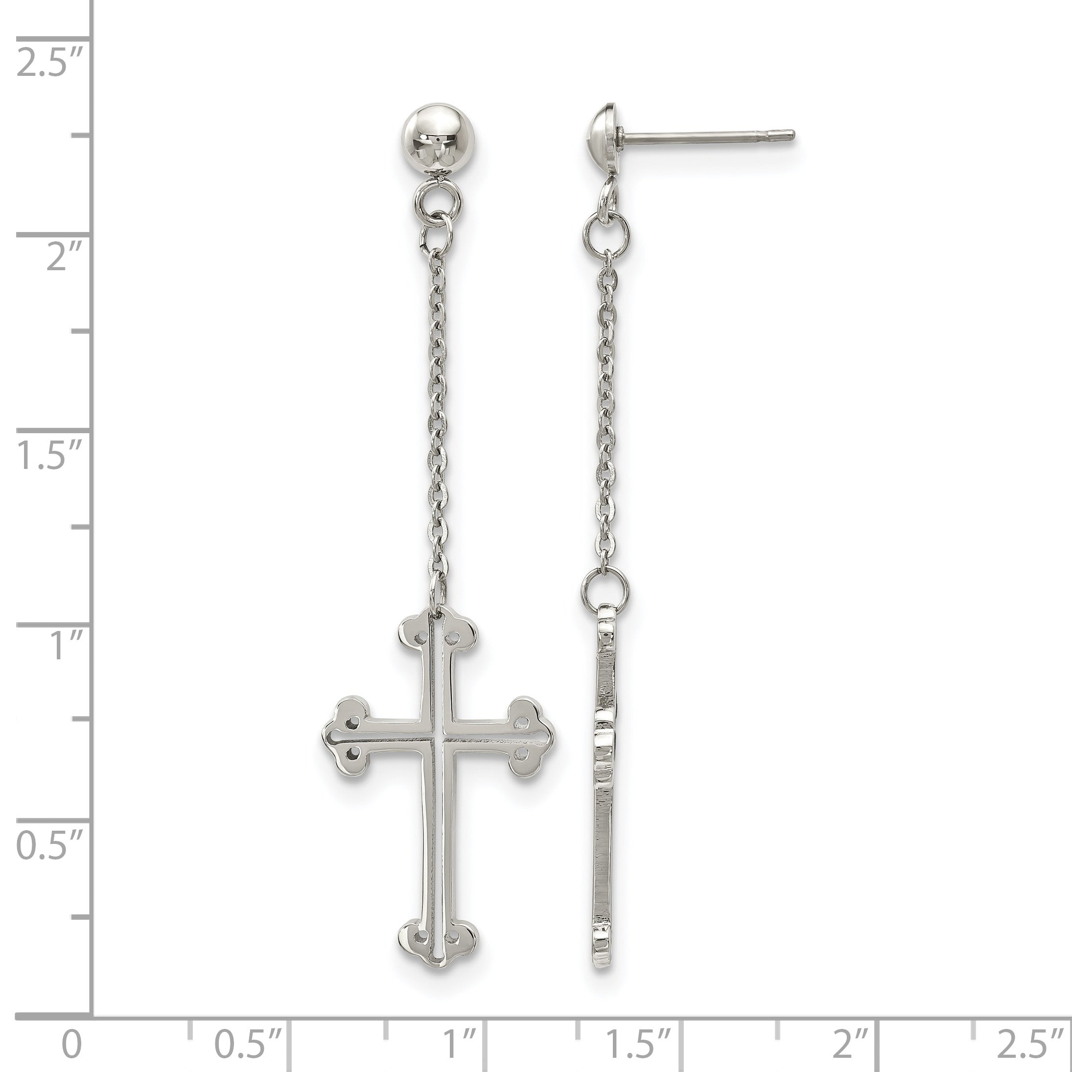 Stainless Steel Polished Cross Drop Dangle Earrings for Women