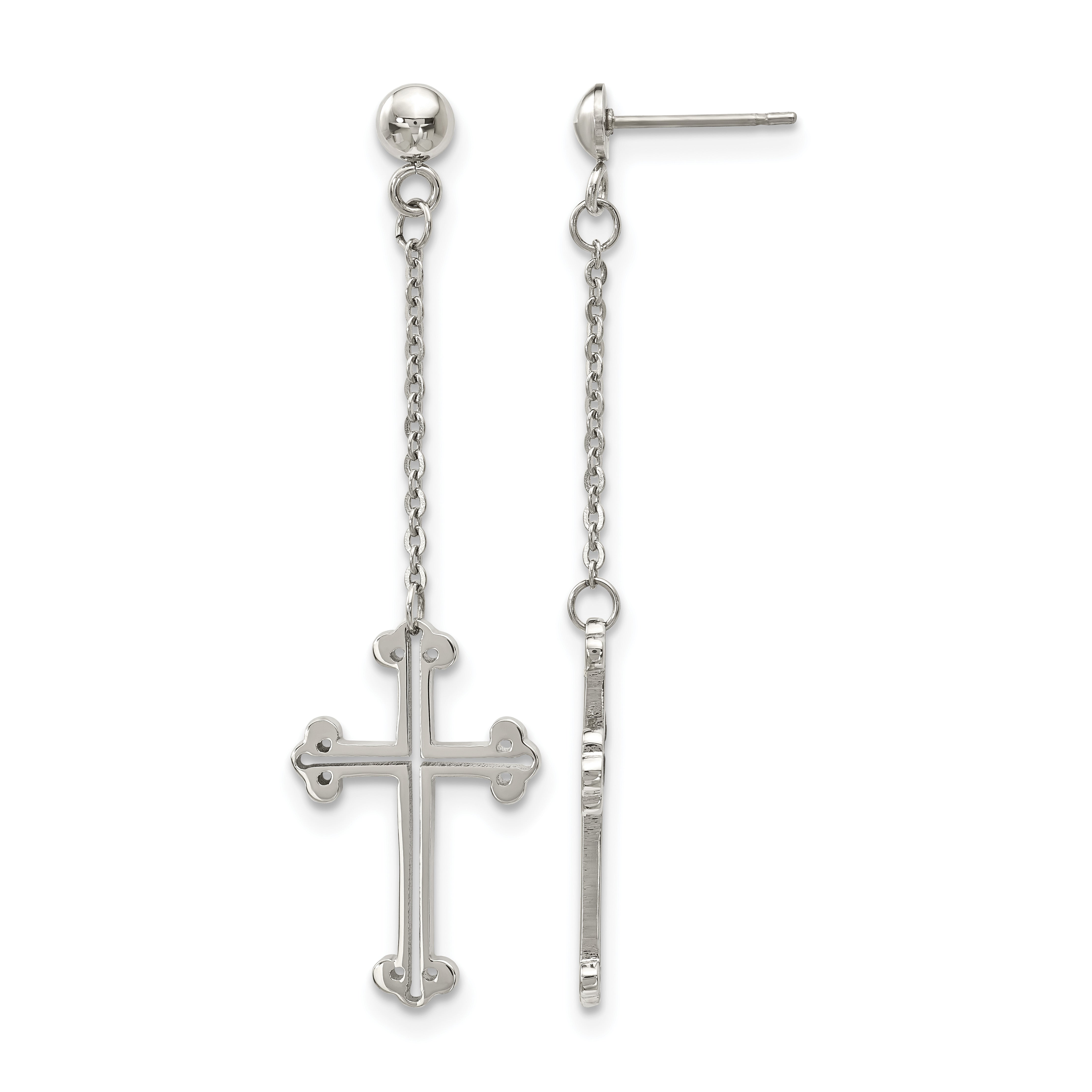Stainless Steel Polished Cross Drop Dangle Earrings for Women Main image