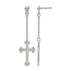 Stainless Steel Polished Cross Drop Dangle Earrings for Women