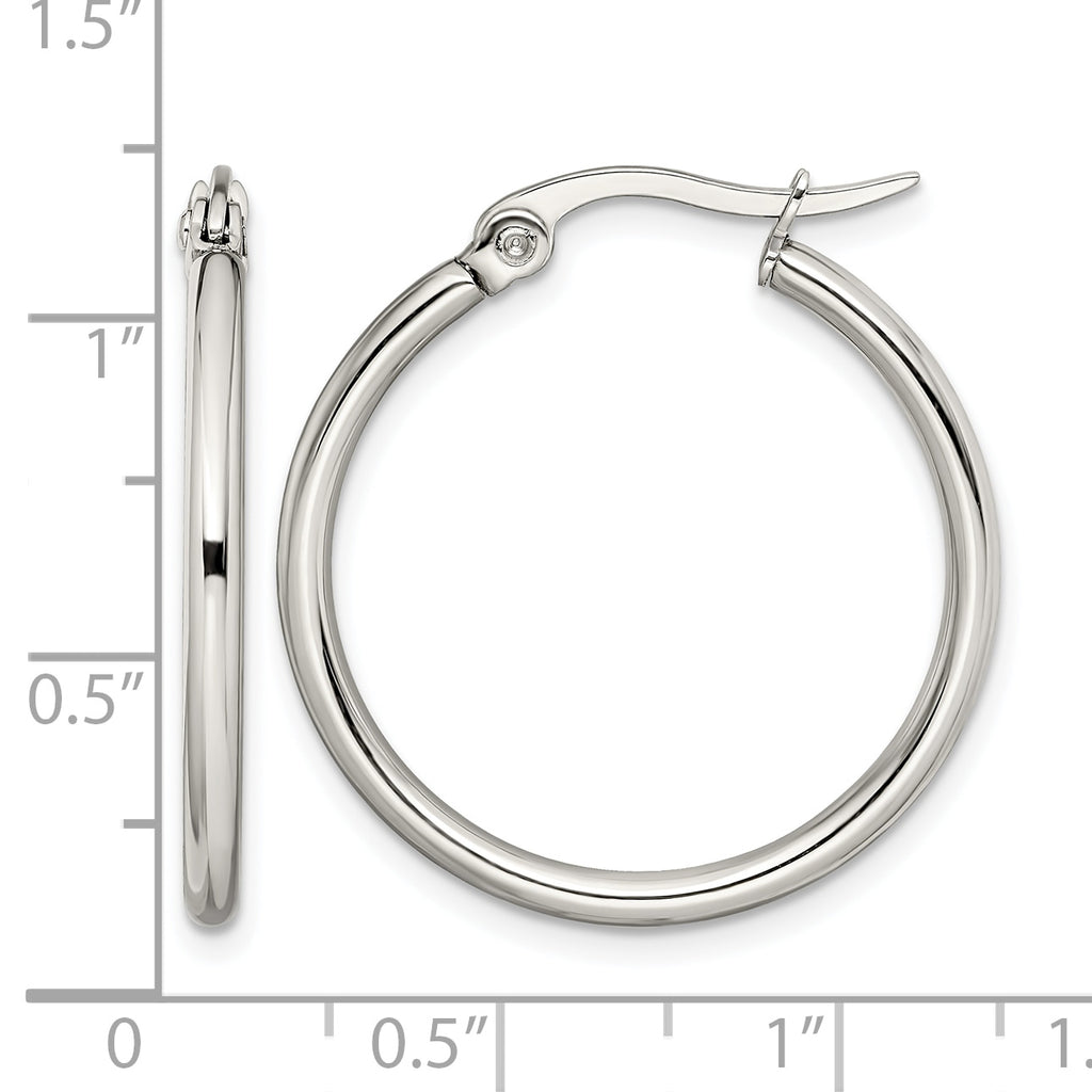 Stainless Steel Polished Hoop Earrings for Women