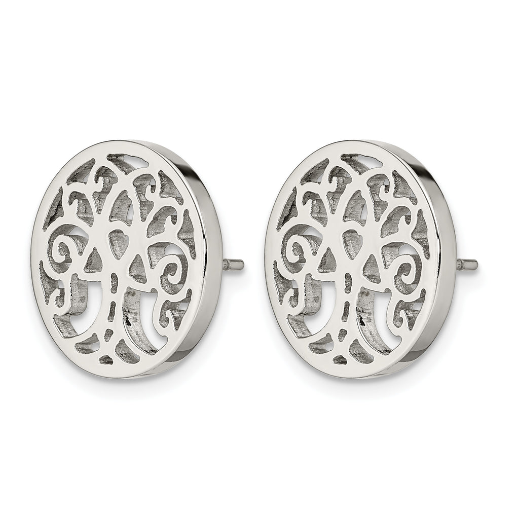 Stainless Steel Polished Button Earrings for Women
