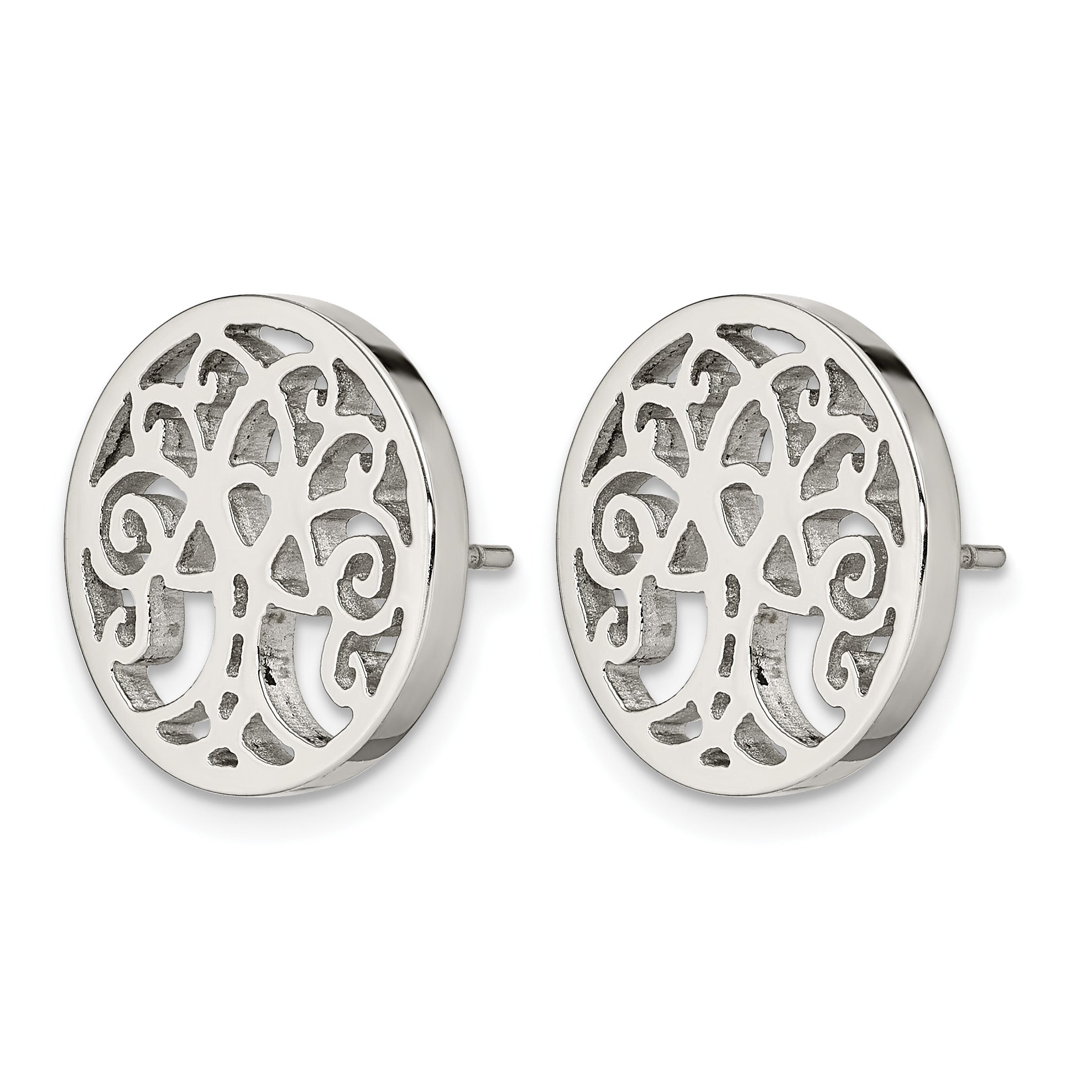 Stainless Steel Polished Button Earrings for Women
