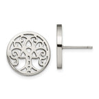 Chisel Stainless Steel Polished Tree of Life Post Earrings