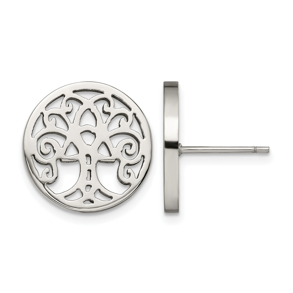 Stainless Steel Polished Button Earrings for Women
