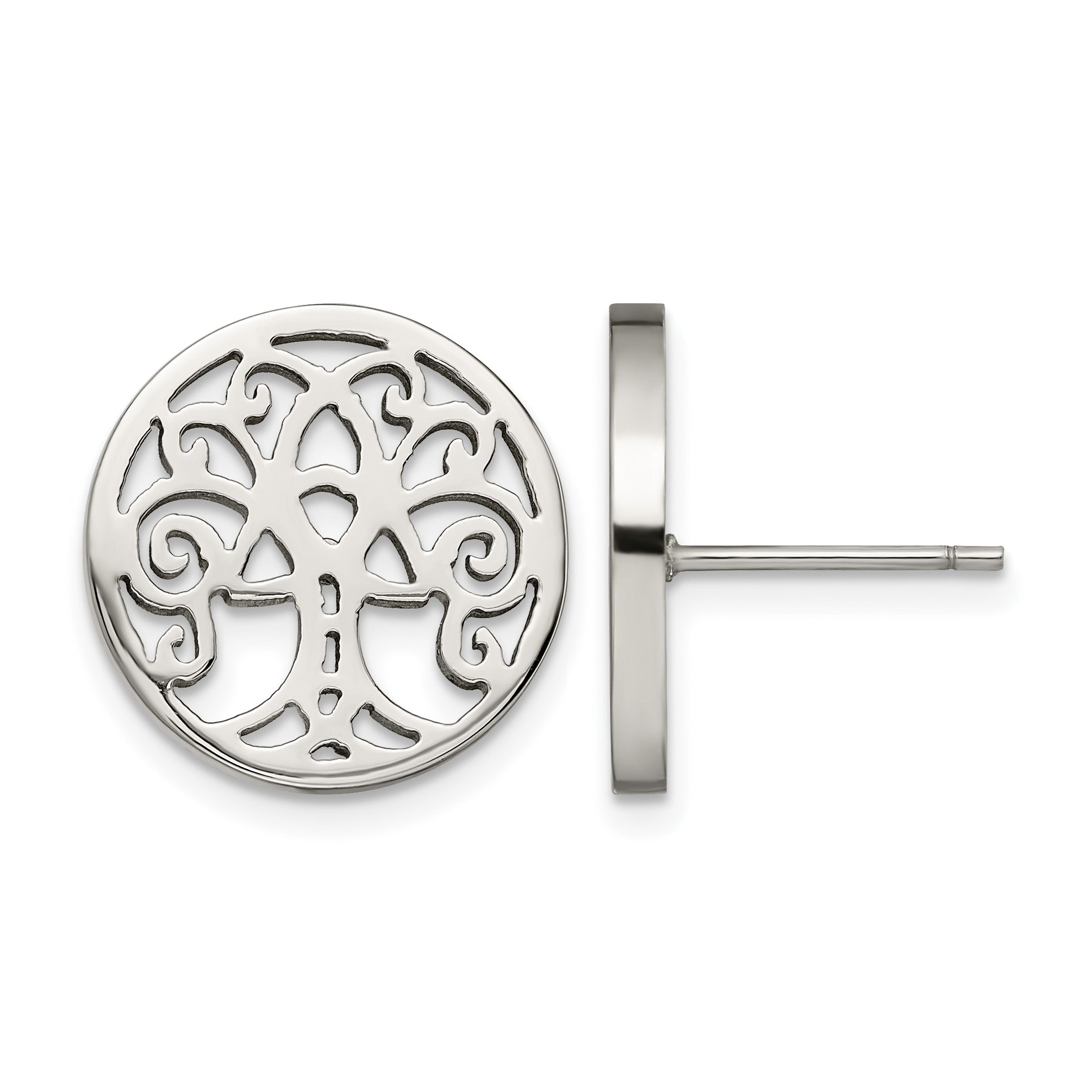 Stainless Steel Polished Button Earrings for Women