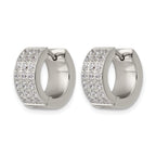 Stainless Steel Polished Hinged Cubic Zirconia Huggie Hoop Earrings for Women