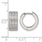 Stainless Steel Polished Hinged Cubic Zirconia Huggie Hoop Earrings for Women