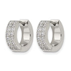 Stainless Steel Polished Hinged Cubic Zirconia Huggie Hoop Earrings for Women