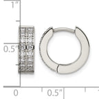 Stainless Steel Polished Hinged Cubic Zirconia Huggie Hoop Earrings for Women