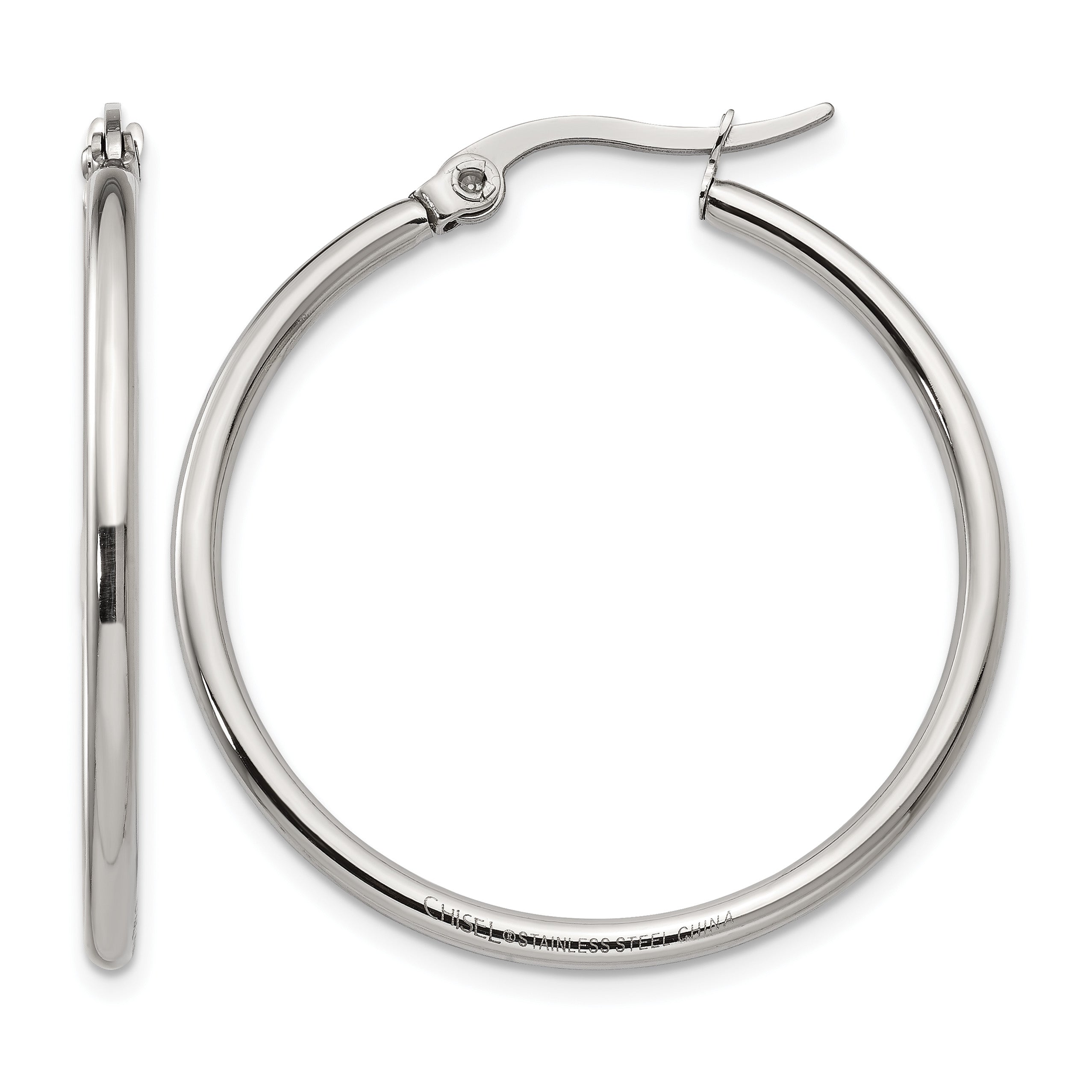 Stainless Steel Polished Hoop Earrings for Women