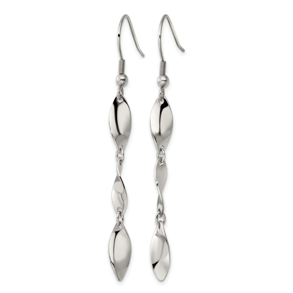 Stainless Steel Polished Twisted Drop Dangle Earrings for Women