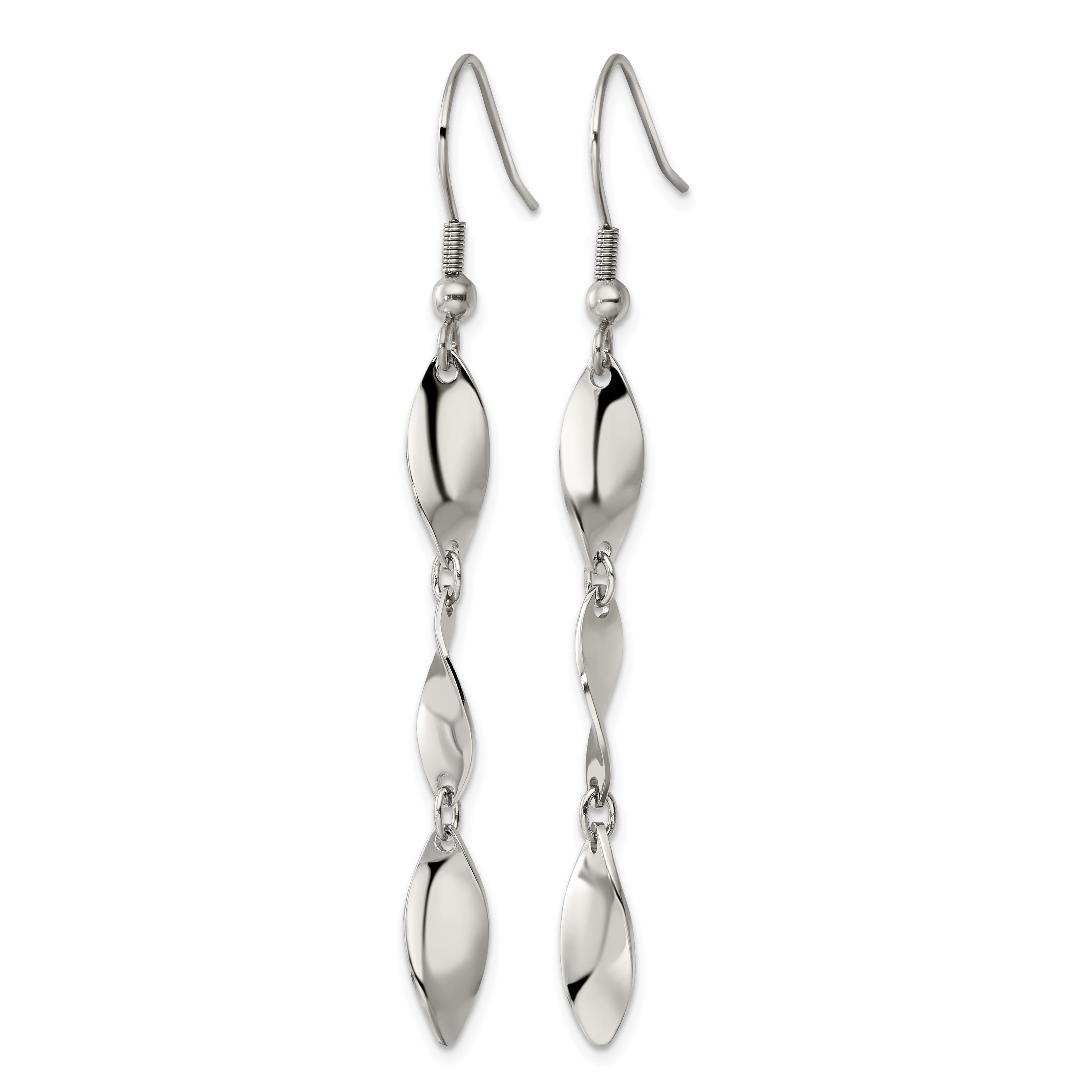 Stainless Steel Polished Twisted Drop Dangle Earrings for Women