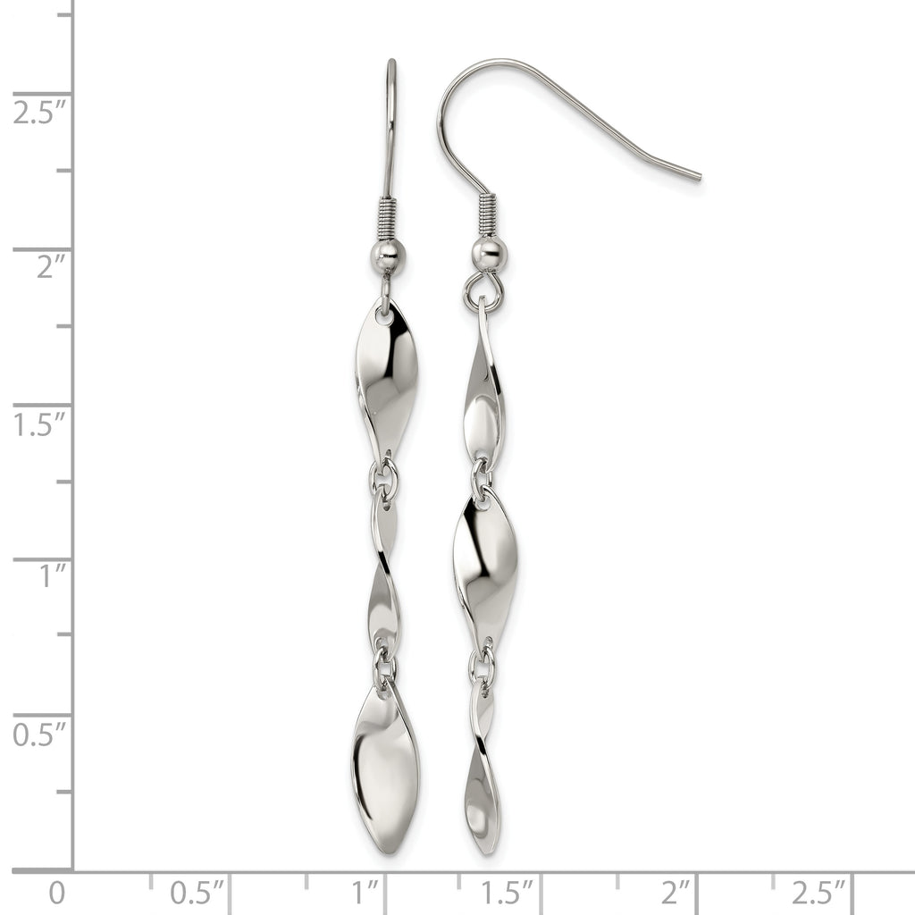 Stainless Steel Polished Twisted Drop Dangle Earrings for Women