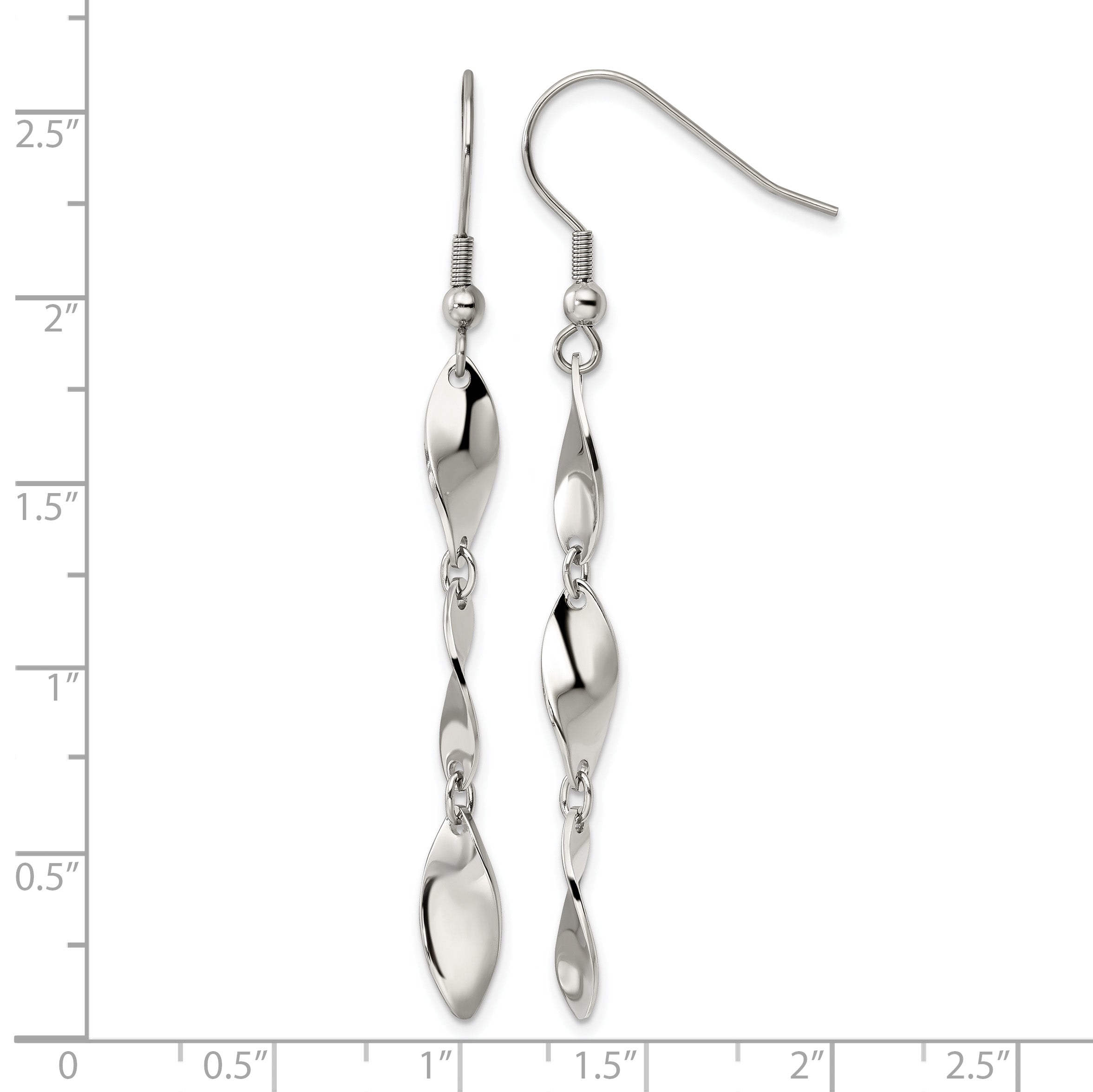 Stainless Steel Polished Twisted Drop Dangle Earrings for Women