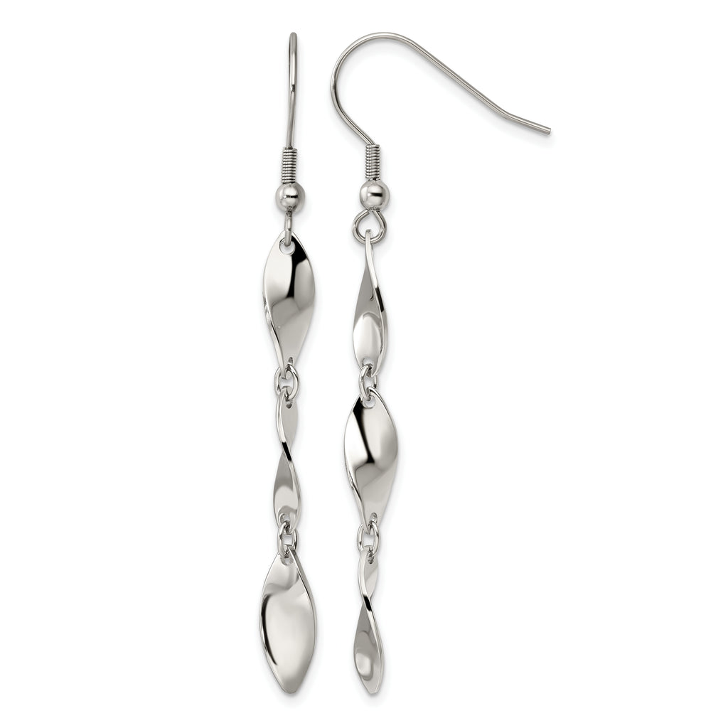 Stainless Steel Polished Twisted Drop Dangle Earrings for Women