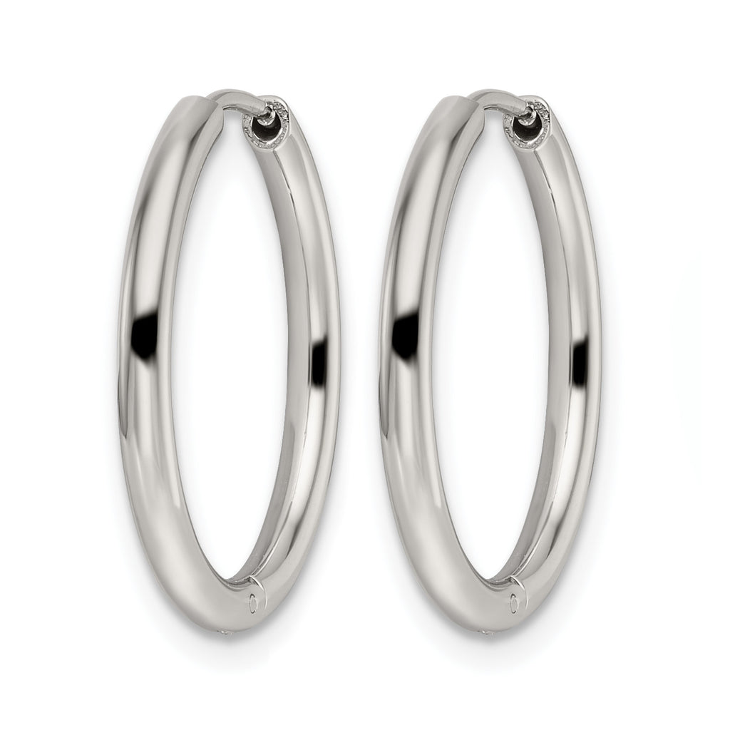 Stainless Steel Polished Hinged Huggie Hoop Earrings