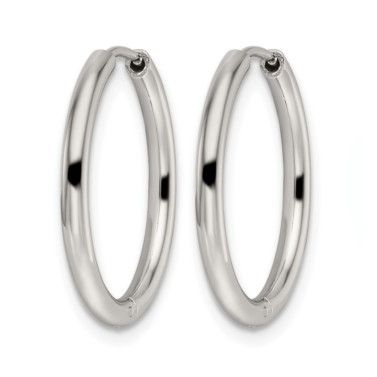 Stainless Steel Polished Hinged Huggie Hoop Earrings