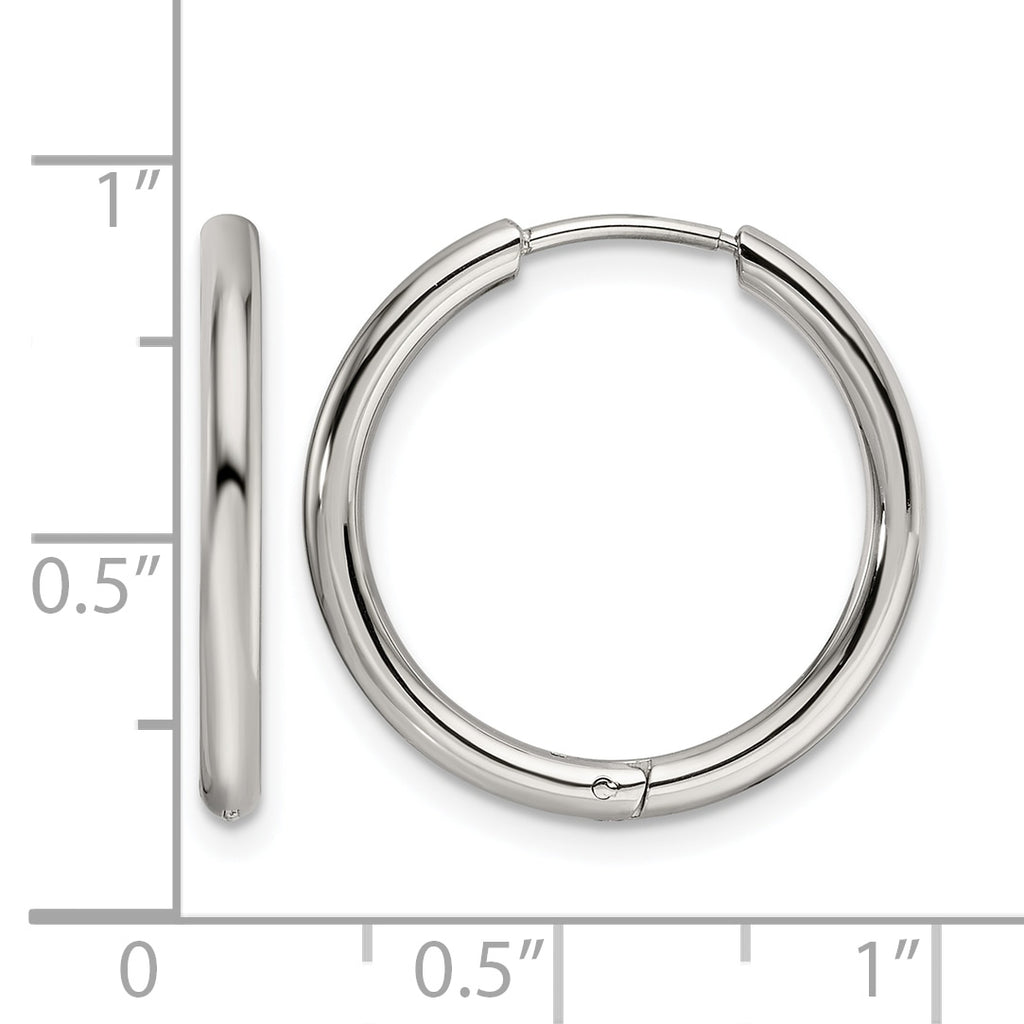 Stainless Steel Polished Hinged Huggie Hoop Earrings