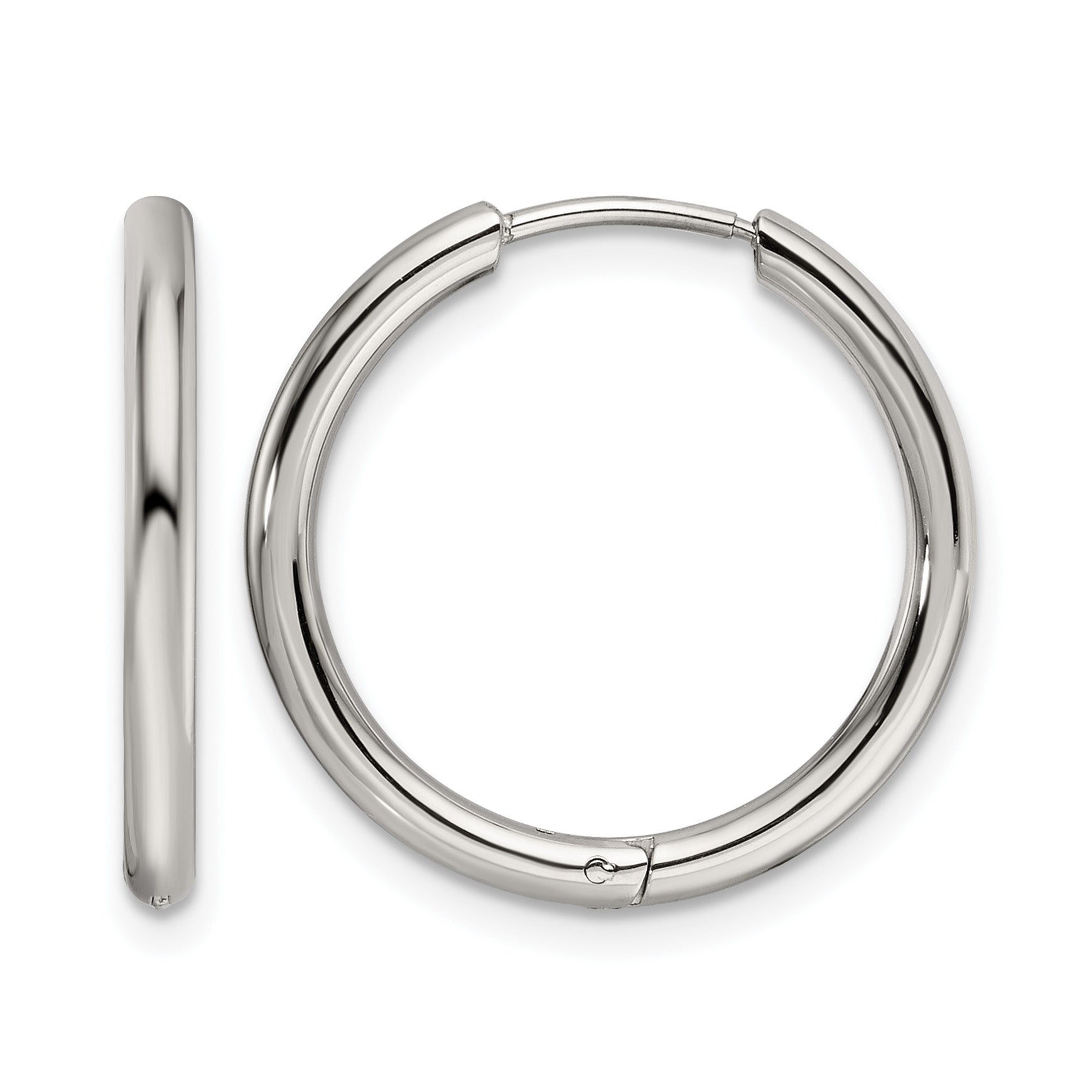 Stainless Steel Polished Hinged Huggie Hoop Earrings Main image