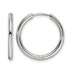 Stainless Steel Polished Hinged Huggie Hoop Earrings