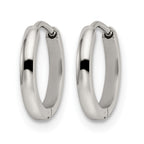 Stainless Steel Polished Hinged Huggie Hoop Earrings