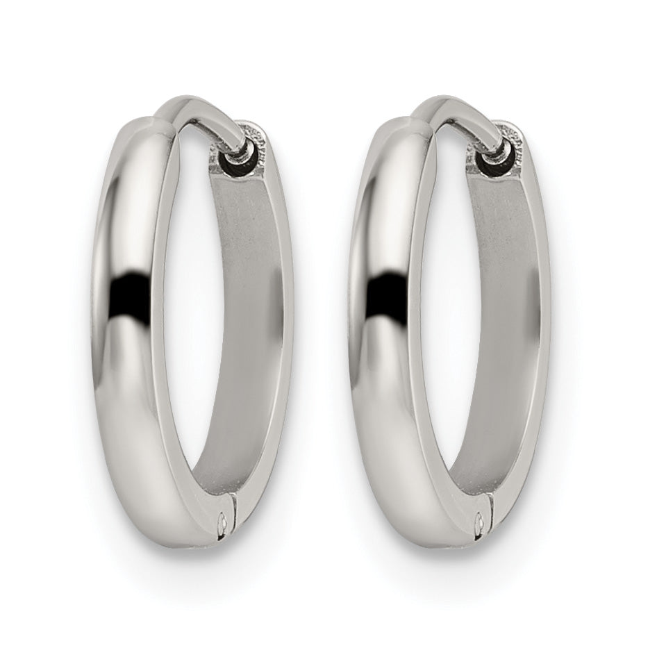 Stainless Steel Polished Hinged Huggie Hoop Earrings