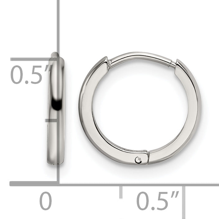Stainless Steel Polished Hinged Huggie Hoop Earrings