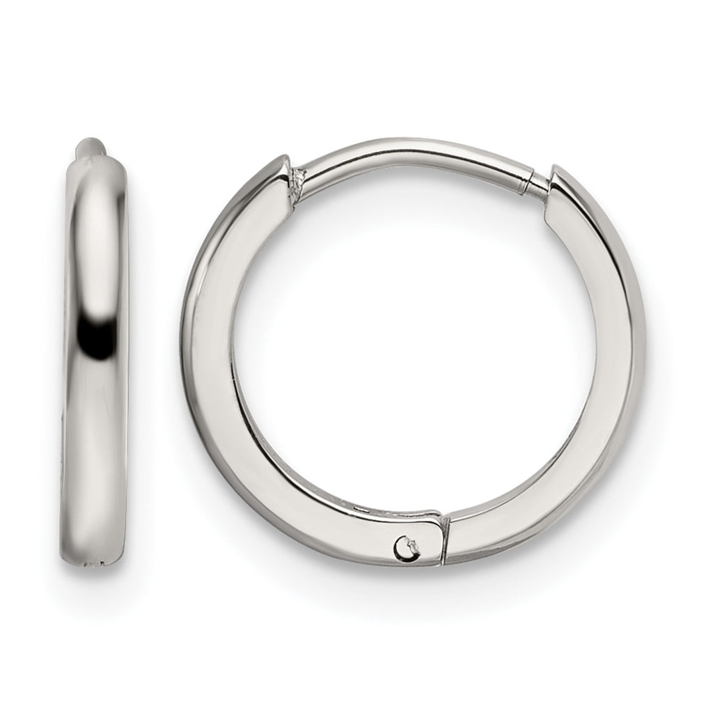 Stainless Steel Polished Hinged Huggie Hoop Earrings