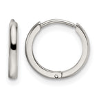 Stainless Steel Polished Hinged Huggie Hoop Earrings