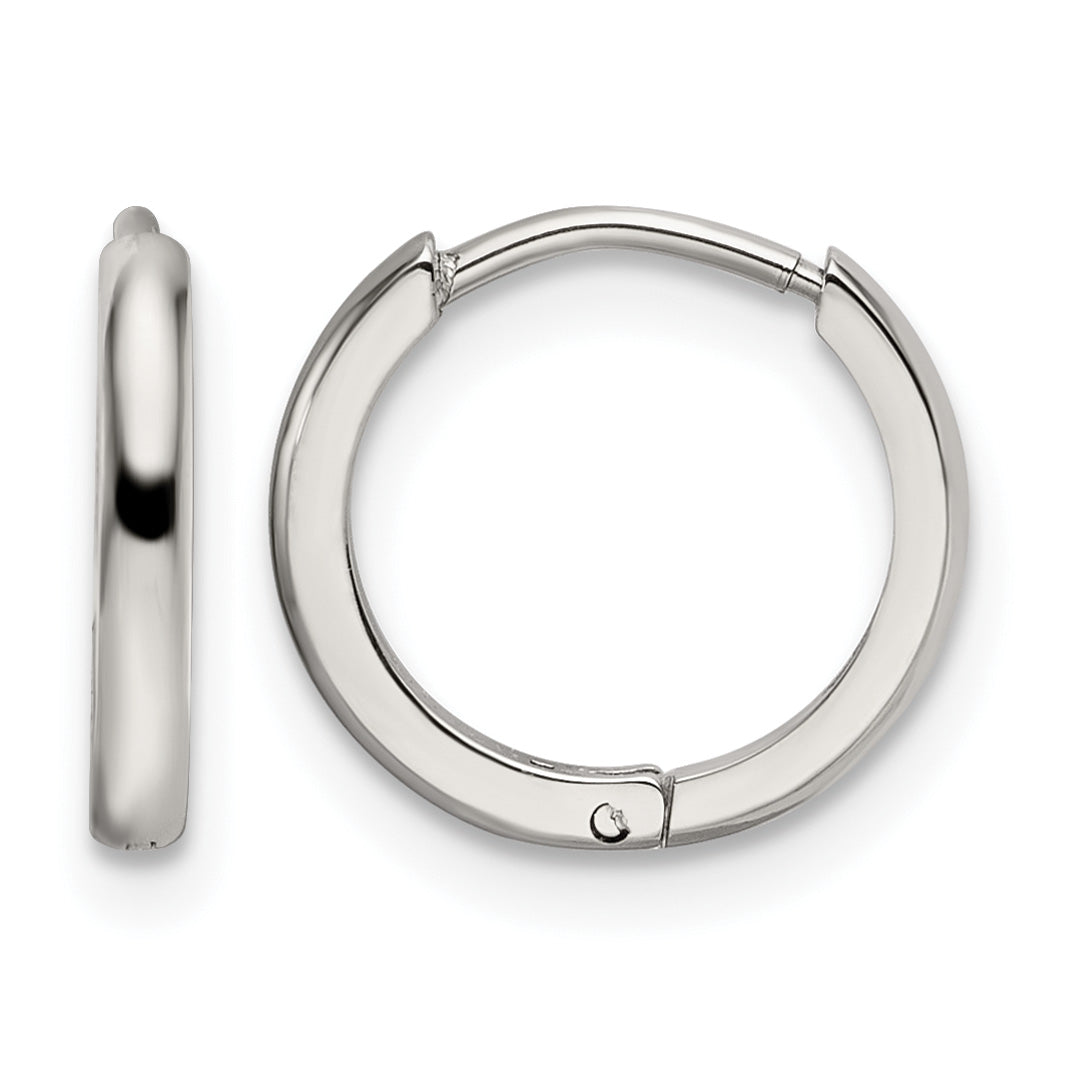 Stainless Steel Polished Hinged Huggie Hoop Earrings