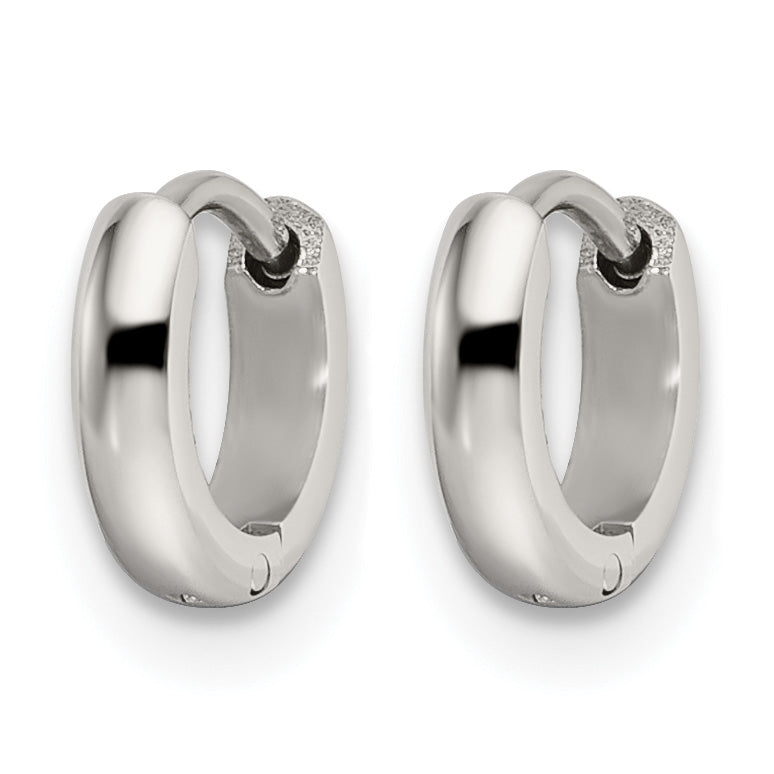 Stainless Steel Polished Hinged Huggie Hoop Earrings