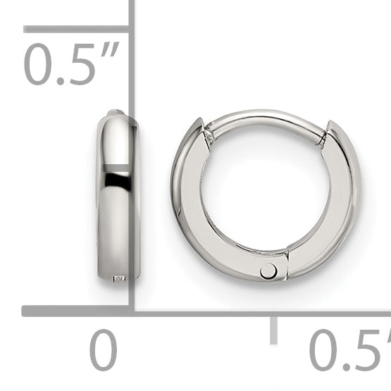 Stainless Steel Polished Hinged Huggie Hoop Earrings