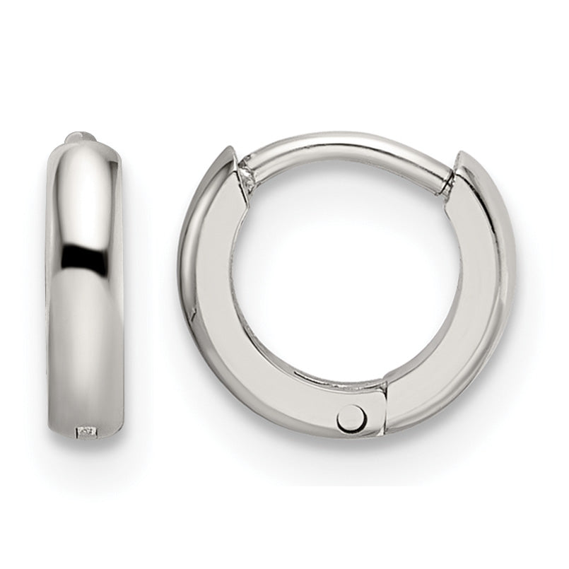 Stainless Steel Polished Hinged Huggie Hoop Earrings Main image
